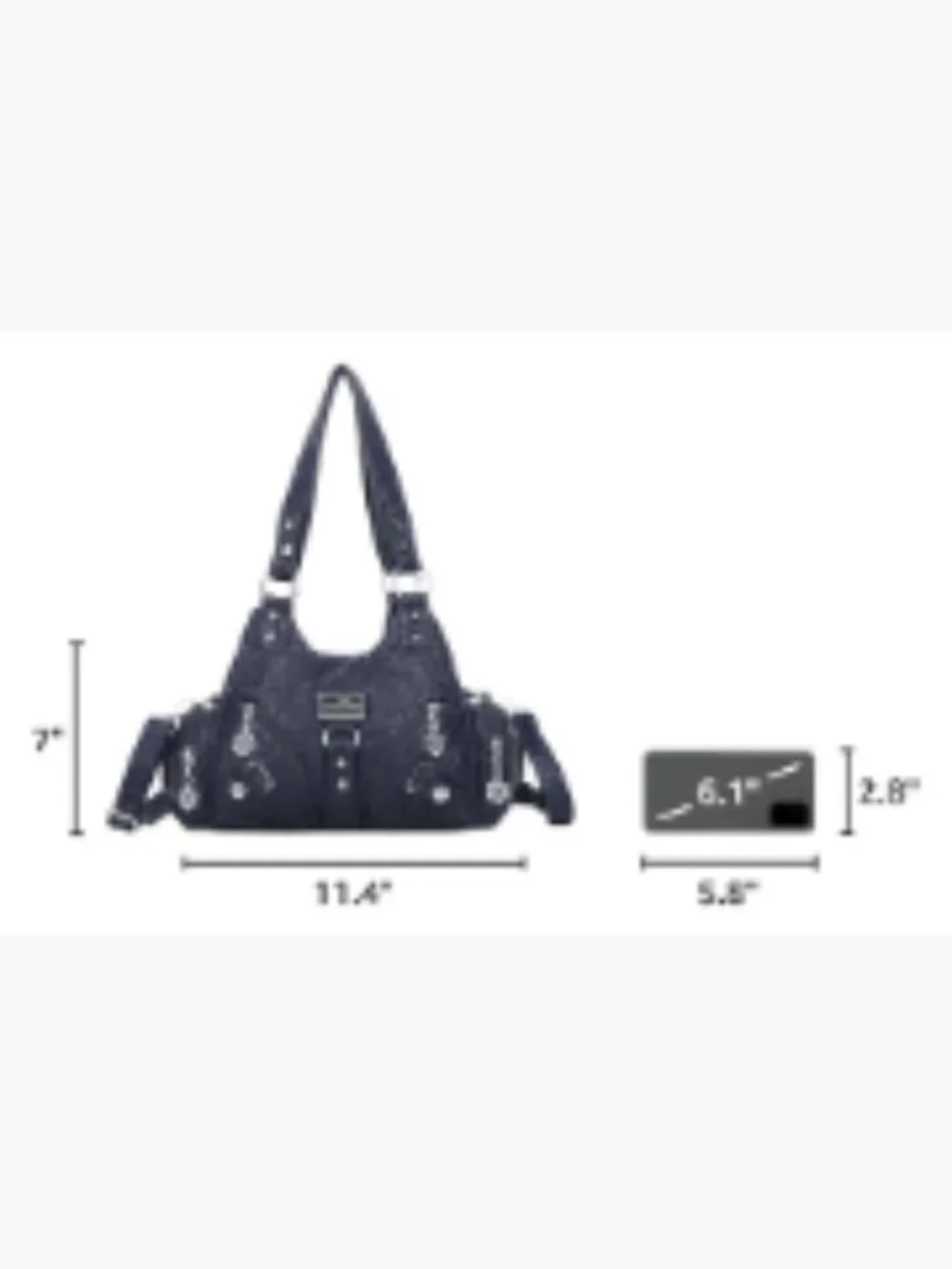 Women's Faux Leather Hobo Shoulder Bag Multi-Pocket Tote with Zipper